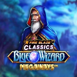 Logo of Fire Blaze Blue Wizard Megaways from Rarestone Gaming at BetOnRed Casino